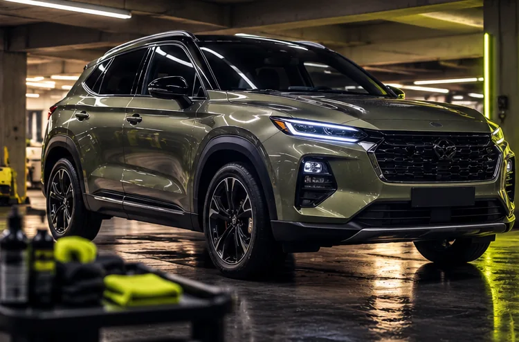 Family SUV in a fictional detailing studio